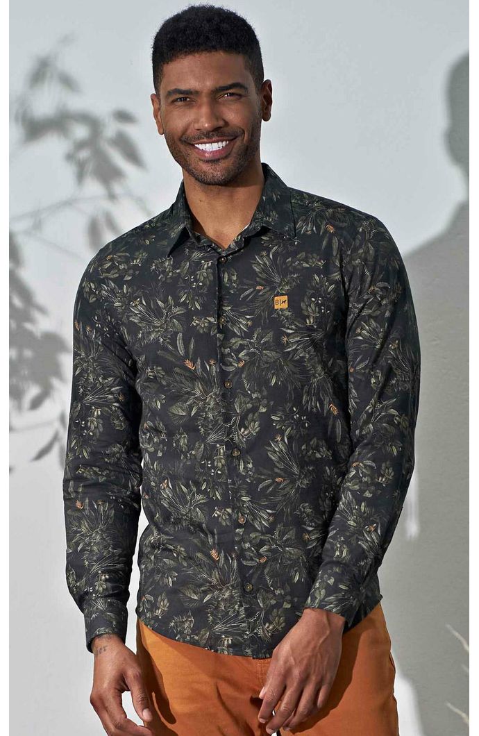 Camisa manga longa floral sales masculina