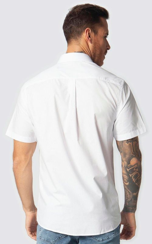 Camisa Basica Manga Curta Comfort Lisa Masculina - Branco