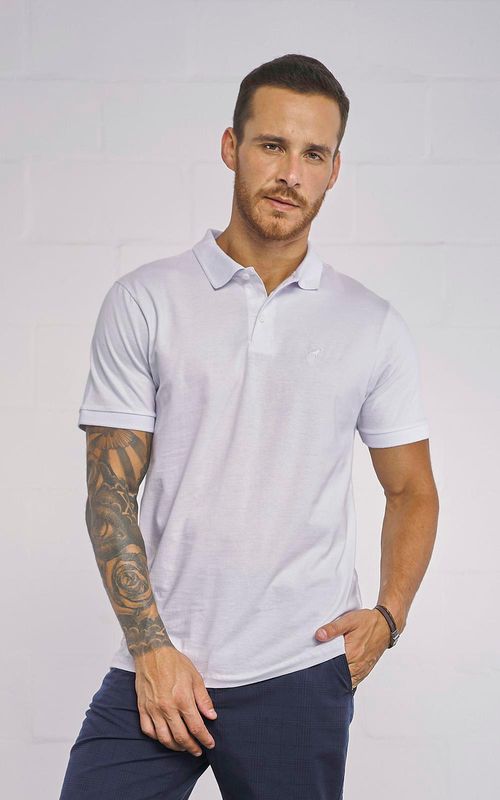 Polo básica manga curta masculina - BRANCO