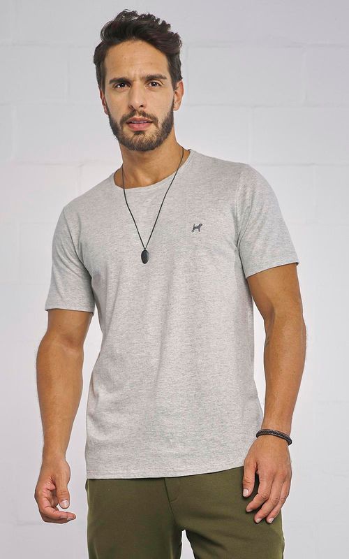 Camiseta básica manga curta masculina - MESCLA CLARO