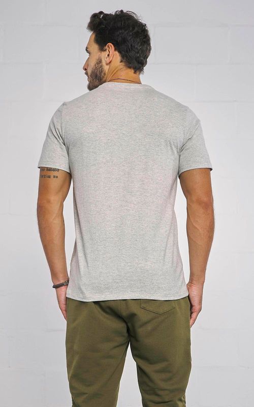 Camiseta básica manga curta masculina - MESCLA CLARO