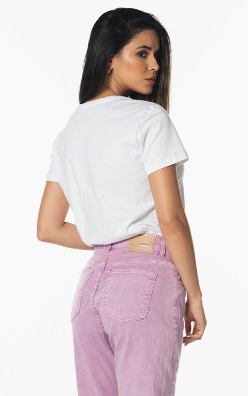 Camiseta básica manga curta com decote careca feminina - BRANCO