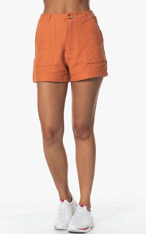 Shorts em moletom sarjado feminina - MANDARINA