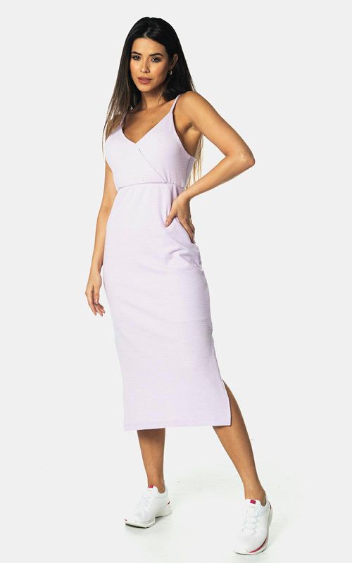 Vestido midi com textura feminino - LAVANDA