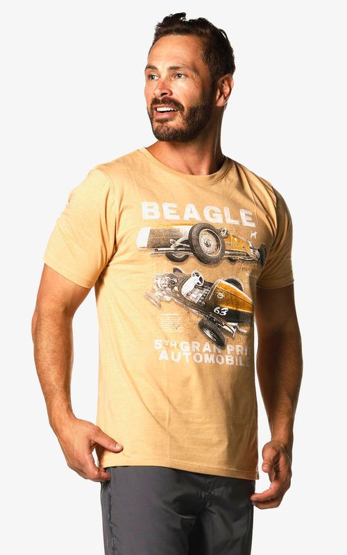 camiseta mescla estampada automobilismo::: - PALHA