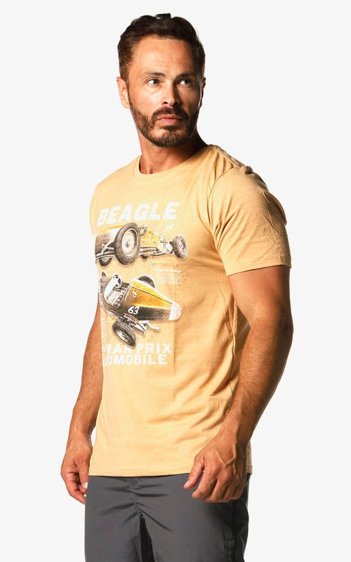 camiseta mescla estampada automobilismo::: - PALHA