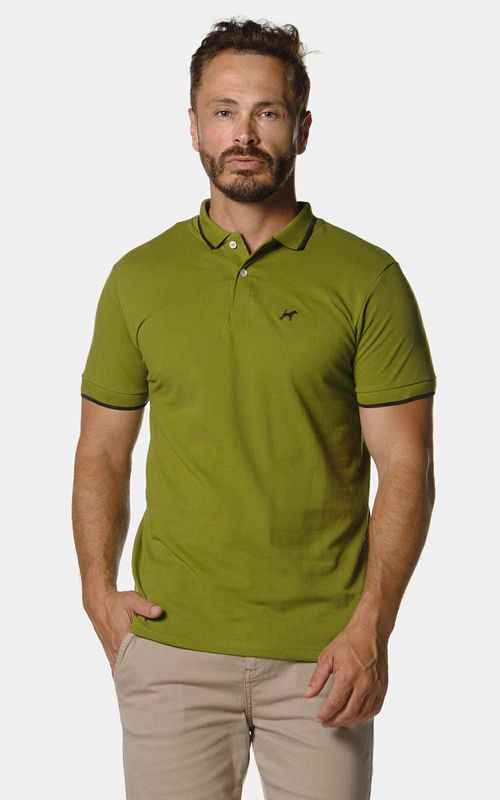 Polo básica manga curta com friso masculina - OLIVINE