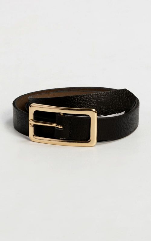 Cinto de couro de 15mm de largura feminino - PRETO