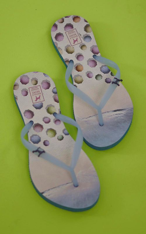 Chinelo com estampa de praia feminino - AZL BLUE