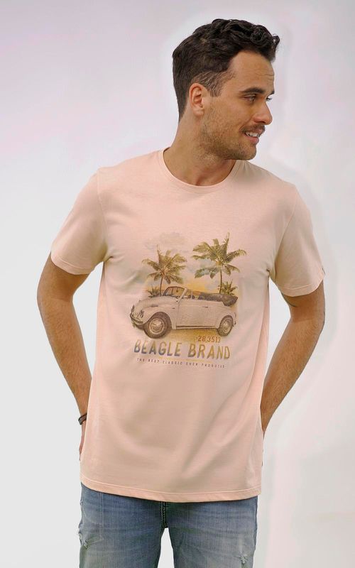 Camiseta estampada Fusca - ROSA CHÁ