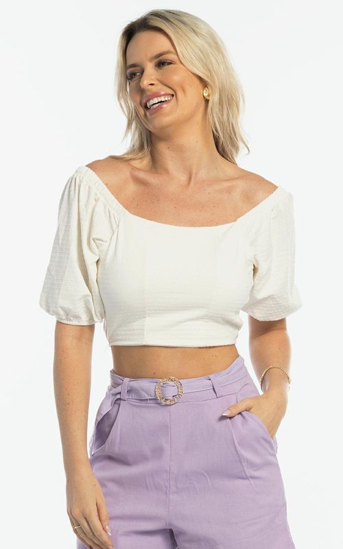 Blusa com textura feminina - BRANCO