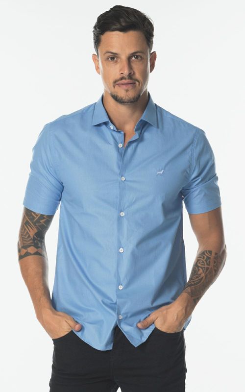 Camisa manga curta básica lisa comfort masculina - PROVENCE