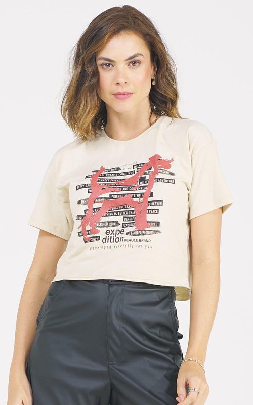 Camiseta estampada expedition - AREIA