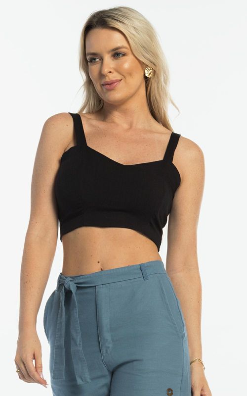 Top visco com lastex costas - PRETO