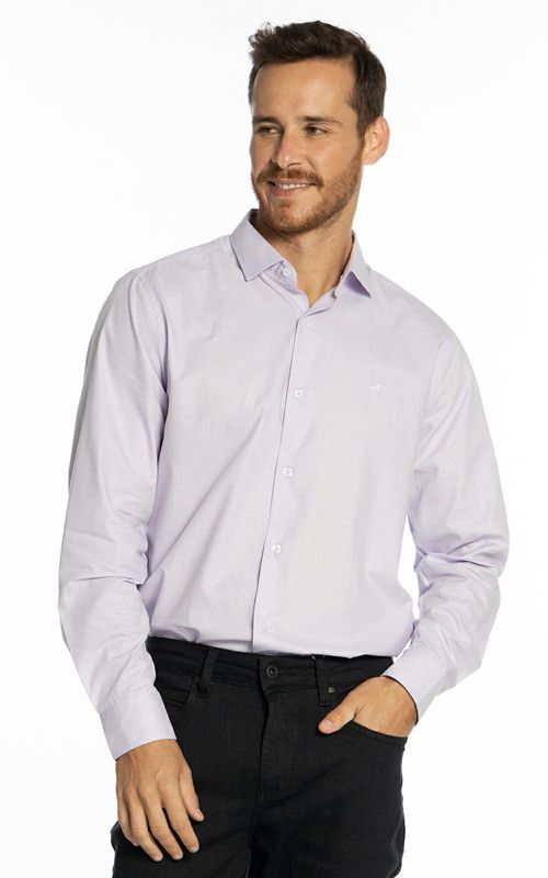 Camisa manga longa comfort basica lisa masculina - LAVANDA