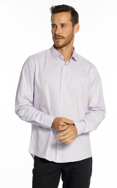 Camisa manga longa comfort basica lisa masculina - LAVANDA