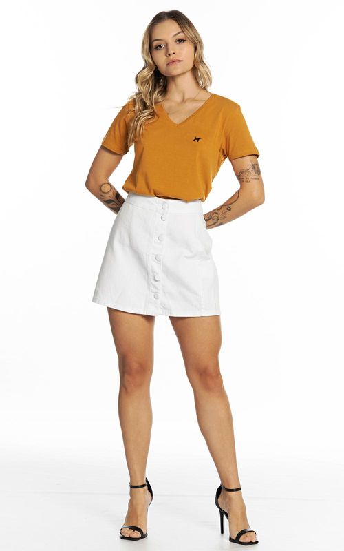 Saia de sarja evase feminina - BRANCO