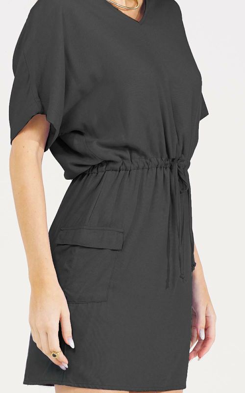 Vestido curto Sarjado - PRETO