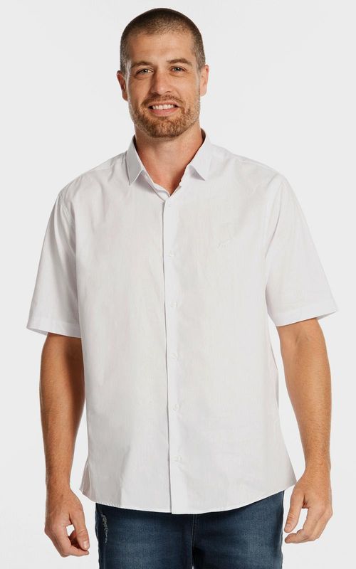 Camisa manga curta básica lisa comfort masculina - BRANCO