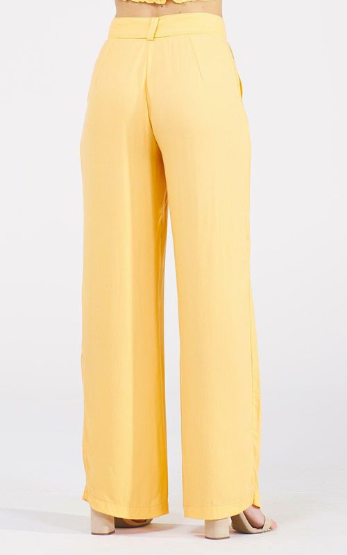 Calça wide leg sarjada lisa - TOPAZ