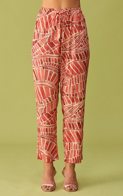 Calça Reta Estampada Elástico - DOLCE FAR NIENTE