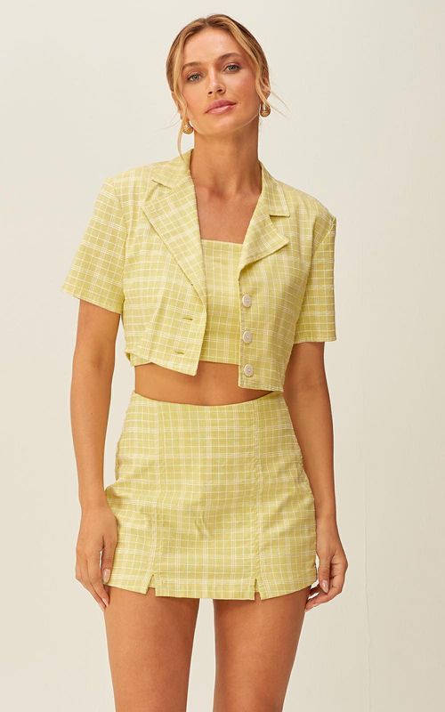 Blazer Cropped Xadrez - XADREZ FRESCOR