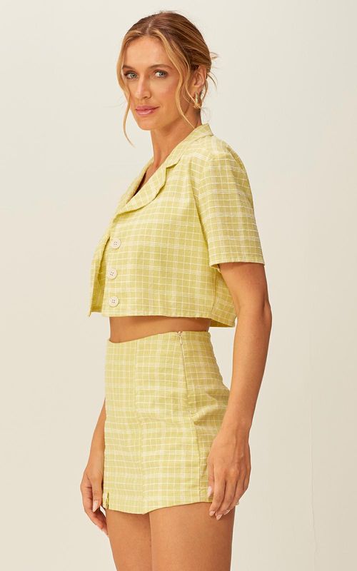 Blazer Cropped Xadrez - XADREZ FRESCOR