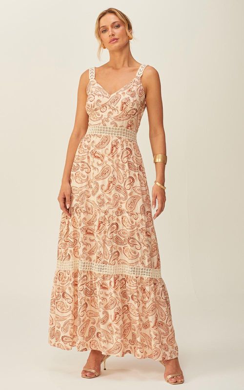 Vestido Longo Estampado Camadas - CAHSMERE
