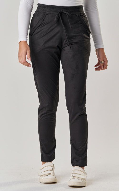 Calça reta suede - PRETO