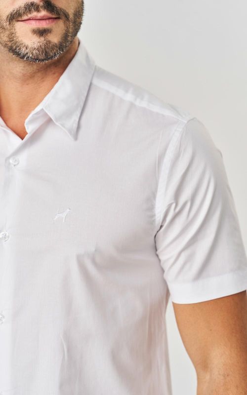Camisa Masculina básica c/ elastano - BRANCO
