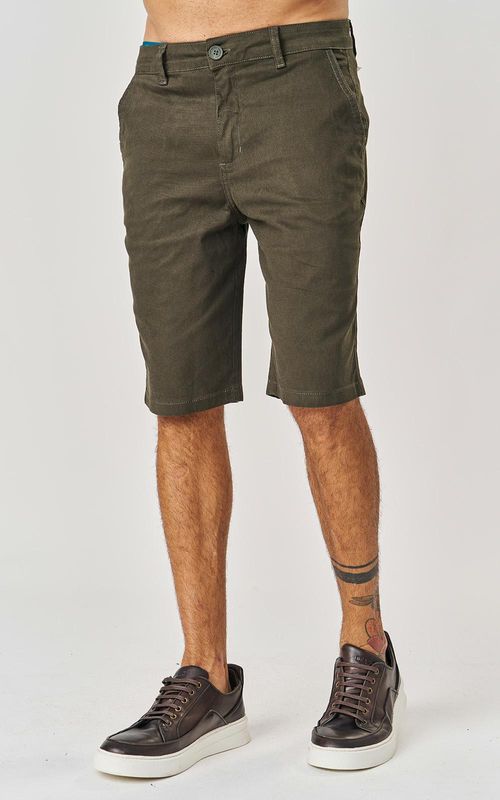 Bermuda Sarja Casual Masculina - VRD BLACK GREEN