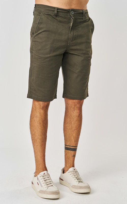 Bermuda Sarja Casual Masculina - VRD BLACK GREEN