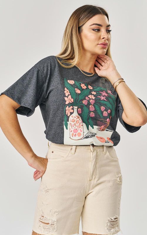Camiseta Estampada - MESCLA ESCURO