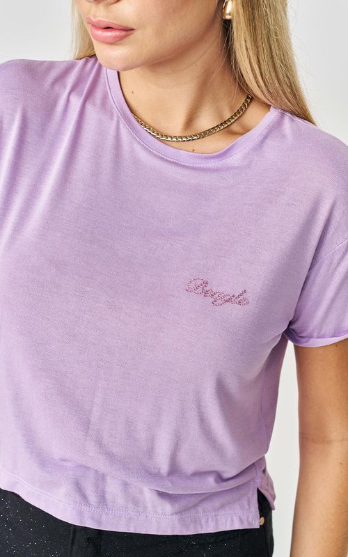 Camiseta Cropped Termocolante - LAVANDA
