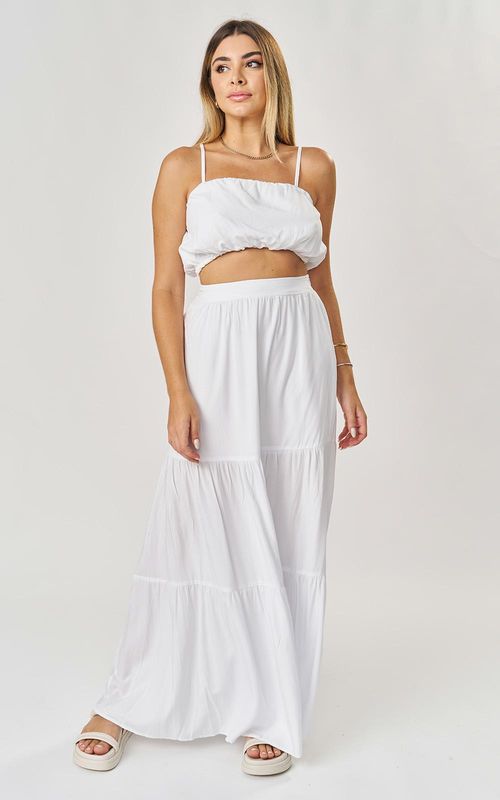 Blusa Cropped Balonê Estampada - BRANCO