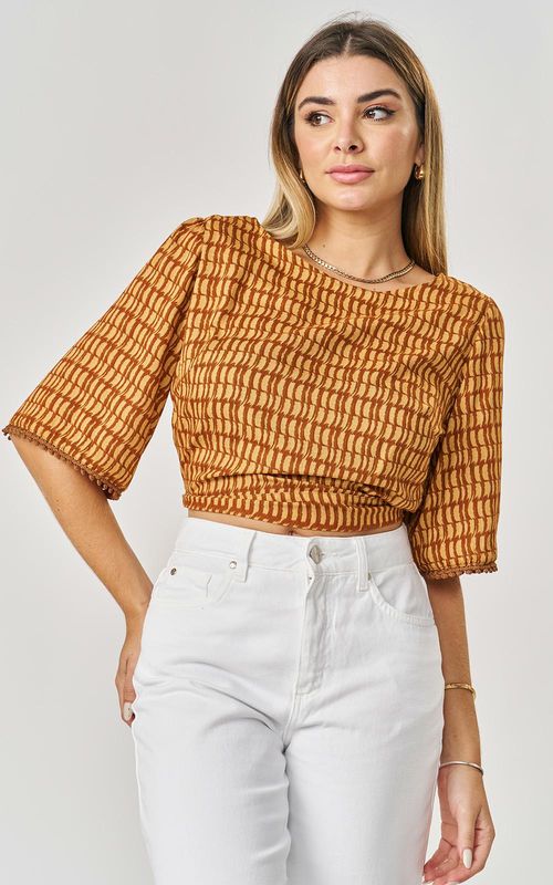 Blusa Estampada Pompom - TRAMA SOFISTICADA