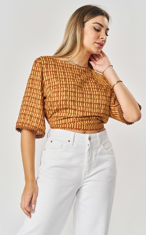 Blusa Estampada Pompom - TRAMA SOFISTICADA