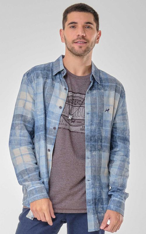 Camisa ML Masc. Flanela Xadrez Estampada - XAD. AZUL