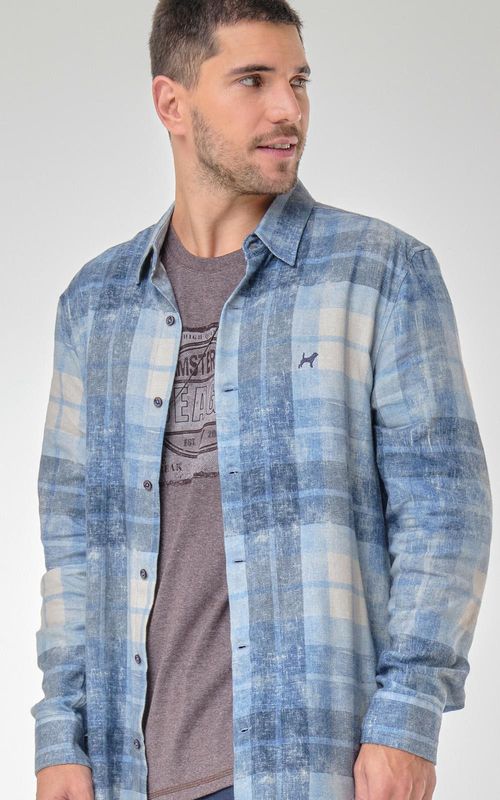 Camisa ML Masc. Flanela Xadrez Estampada - XAD. AZUL