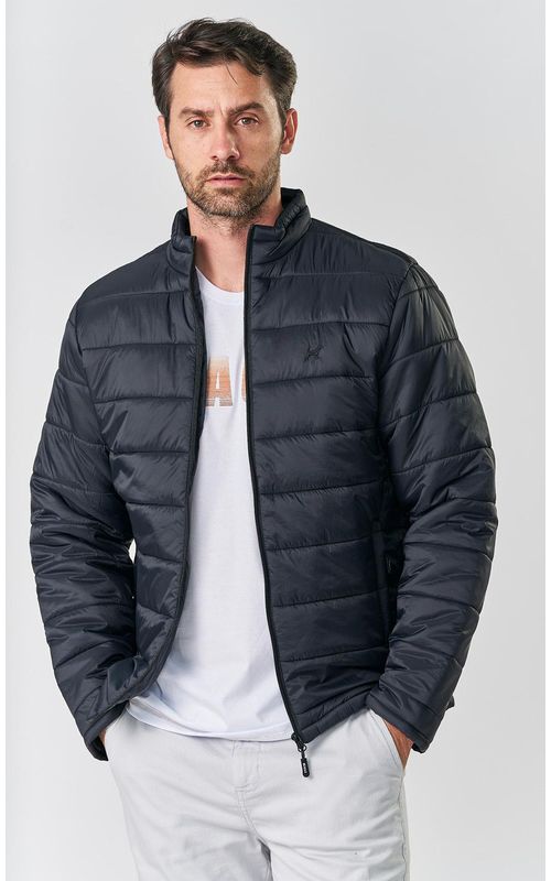 Jaqueta masc. puffer básica - PRETO