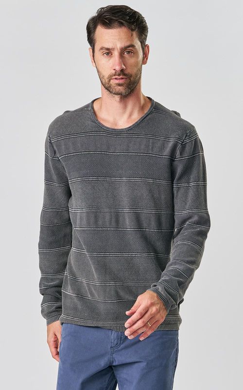 Tricot masc. washed dec. careca listras text. - BIKE