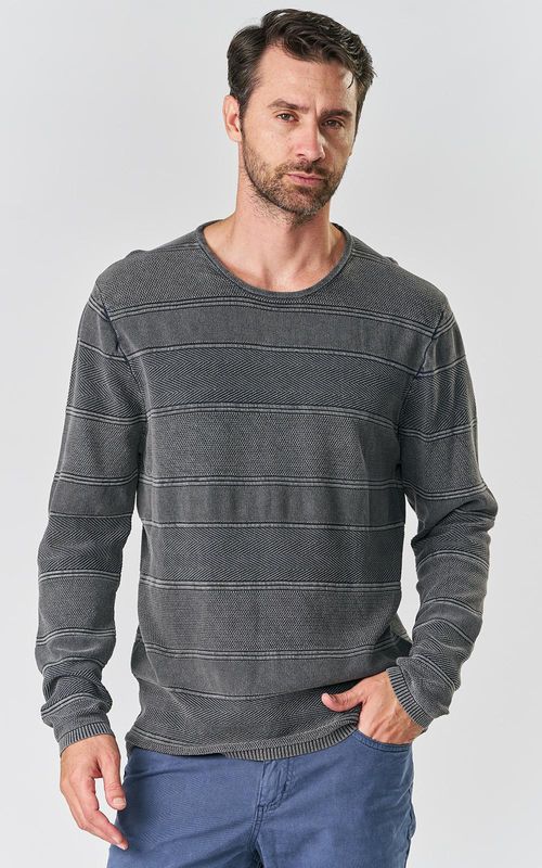 Tricot masc. washed dec. careca listras text. - BIKE