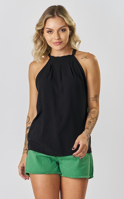Regata Gola Alta Estampada - PRETO