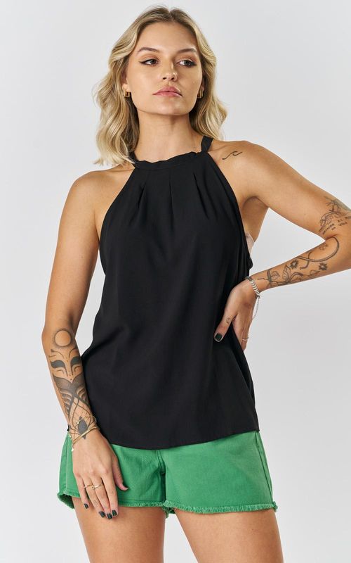 Regata Gola Alta Estampada - PRETO