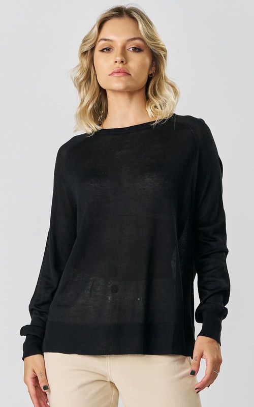 Tricot Fem. raglan superfine - PRETO