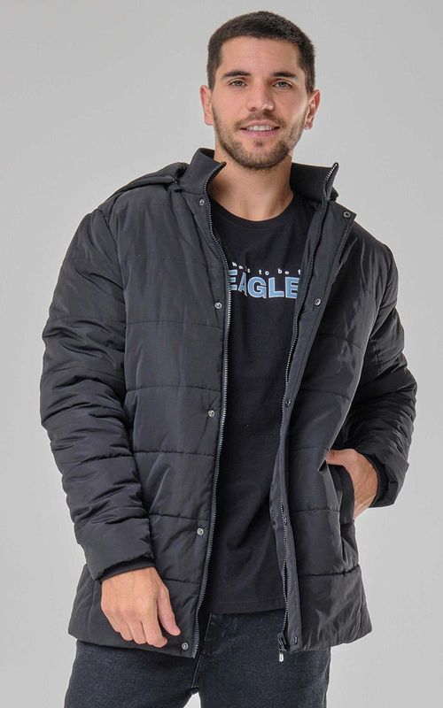 Jaqueta masc. puffer bolso c/ vivo - PRETO