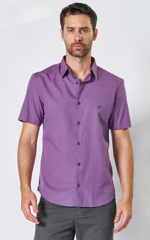 Camisa Masculina Xadrez c/ bordado - XADREZ VERMELHO