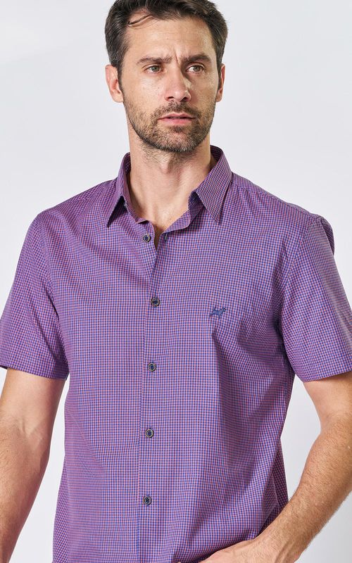 Camisa Masculina Xadrez c/ bordado - XADREZ VERMELHO