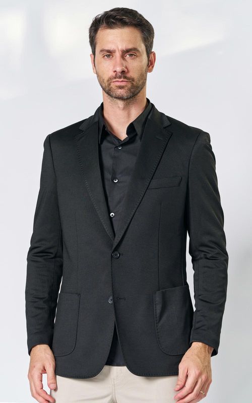 Blazer masc. moletom ponto picado - PRETO