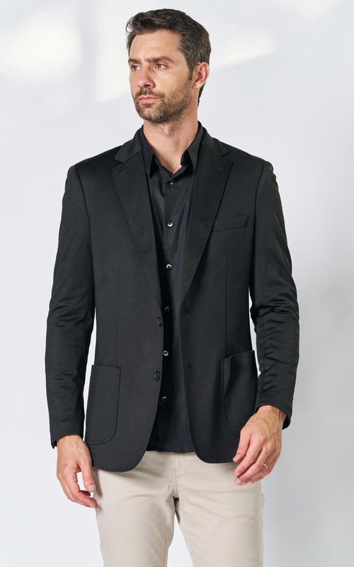 Blazer masc. moletom ponto picado - PRETO